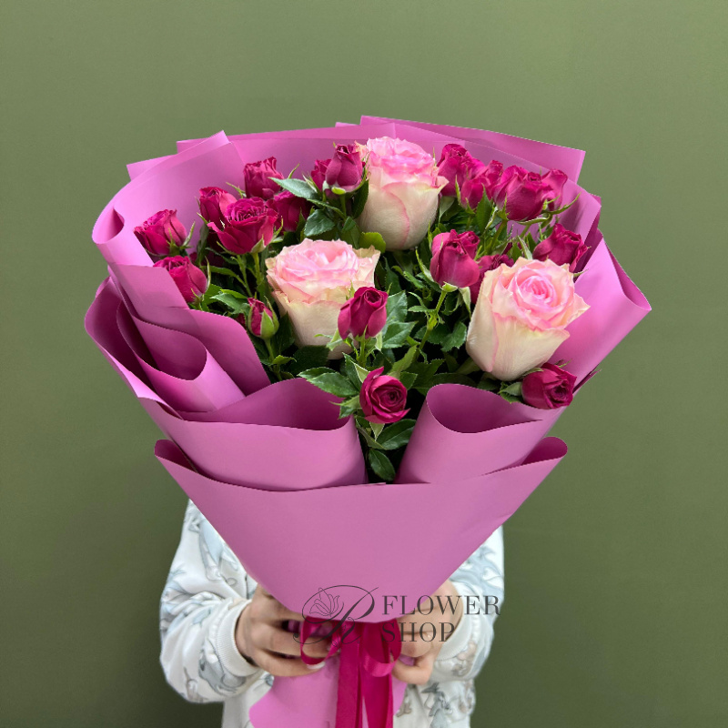 Букет роз «Розовая вуаль»