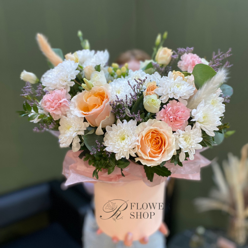 Цветы в коробке «Моя нежность»